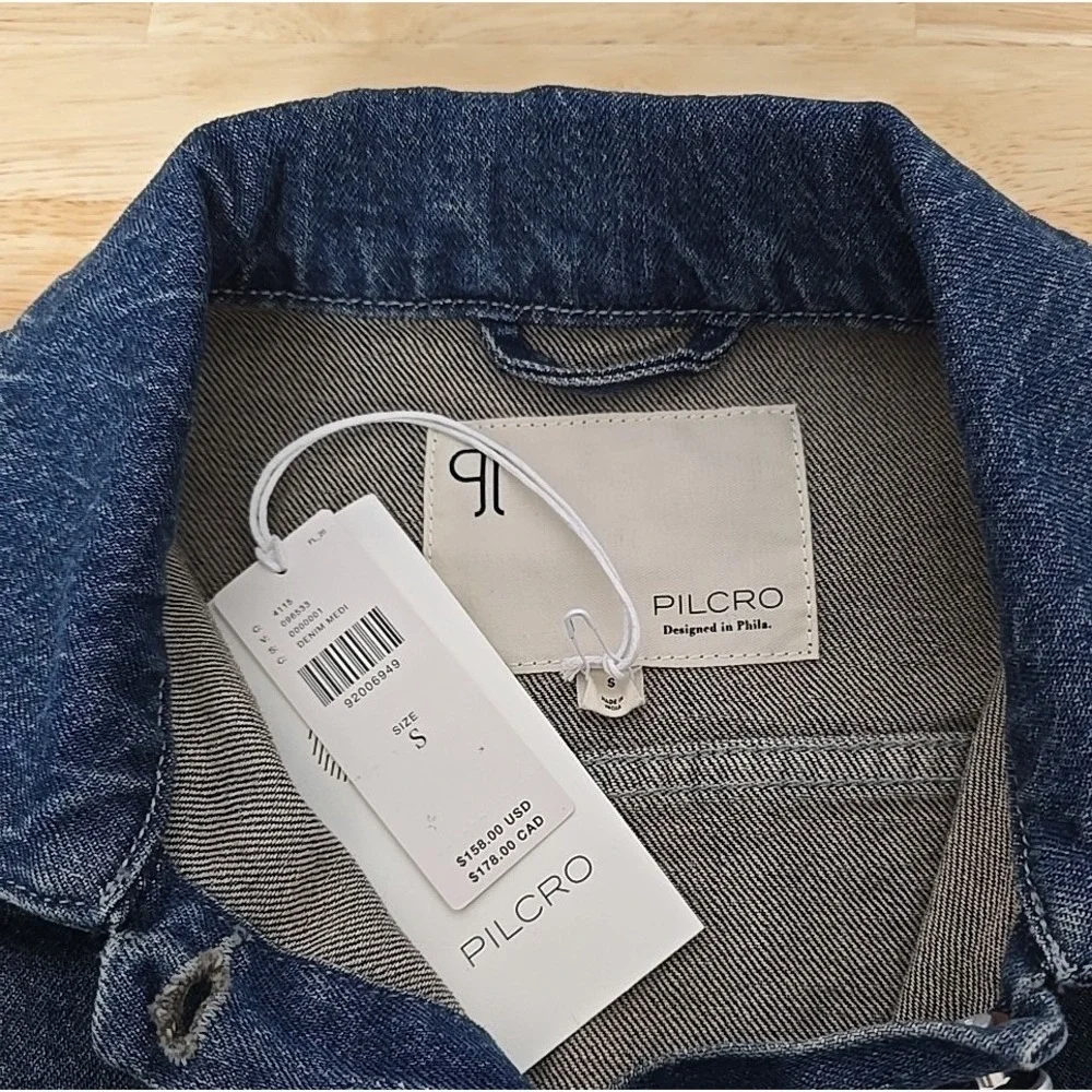NWT Anthropologie‎ Pilcro Crafted-Sleeve Quilted Denim Jacket Size Small Prairie